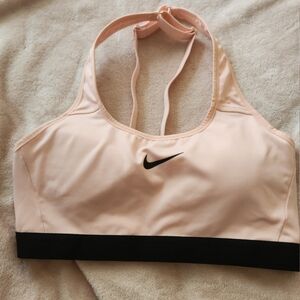 Nike Women's Light Pink Sports Bra with Black Band